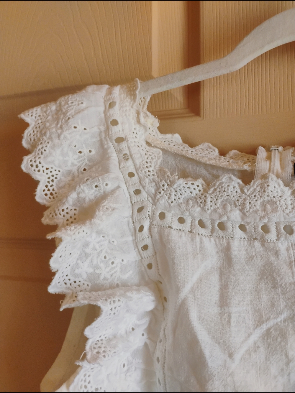 White Eyelet Lace Ruffle Romper